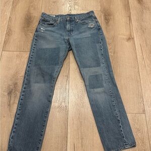 Vintage Levi's Distressed patchwork Blue Straight Jeans